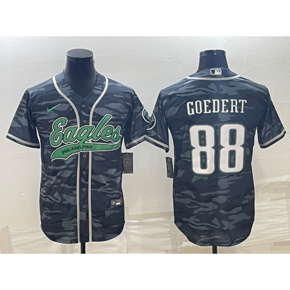 Men's Philadelphia Eagles #88 Dallas Goedert Grey Camo With Patch Cool Base Stitched Baseball Jersey Men's Philadelphia Eagles #88 Dallas Goedert Grey Camo With Patch Cool Base Stitched Baseball Jersey