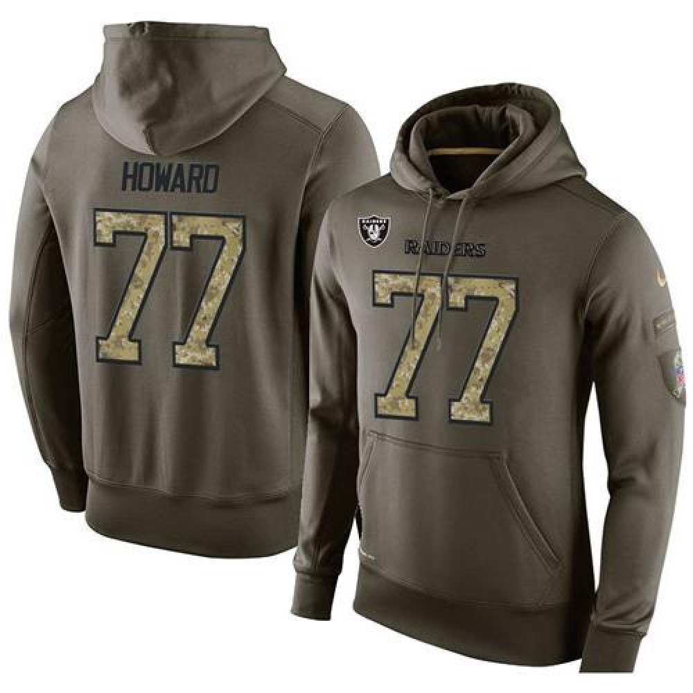 NFL Men's Nike Oakland Raiders #77 Austin Howard Stitched Green Olive Salute To Service KO Performance Hoodie NFL Men's Nike Oakland Raiders #77 Austin Howard Stitched Green Olive Salute To Service KO Performance Hoodie