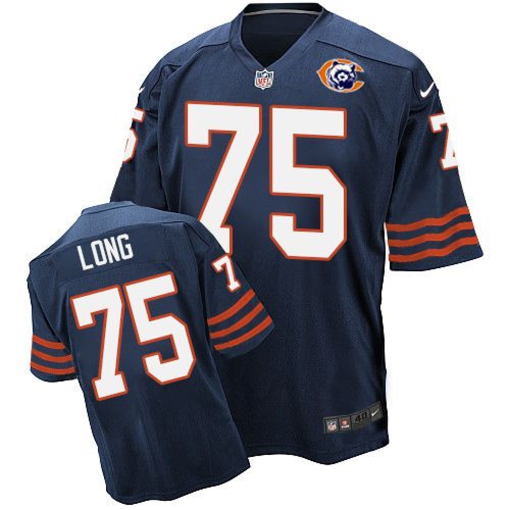 Nike Bears #75 Kyle Long Navy Blue Throwback Men's Stitched NFL Elite Jersey Nike Bears #75 Kyle Long Navy Blue Throwback Men's Stitched NFL Elite Jersey