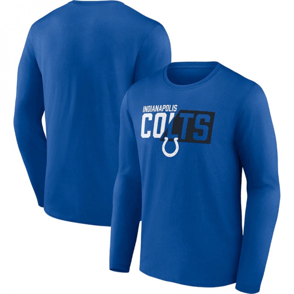 Men's Indianapolis Colts Blue One Two Long Sleeve T-Shirt Men's Indianapolis Colts Blue One Two Long Sleeve T-Shirt