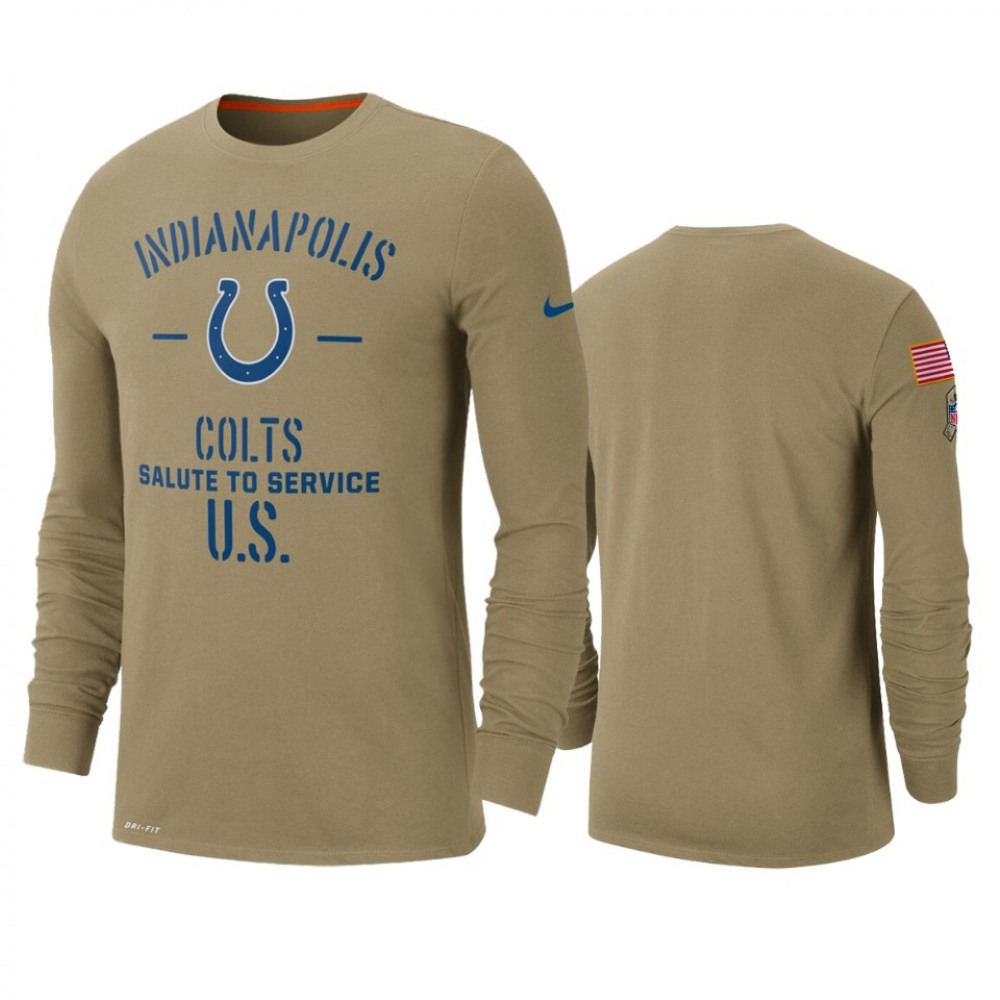 Men's Indianapolis Colts Tan 2019 Salute to Service Sideline Performance Long Sleeve Shirt Men's Indianapolis Colts Tan 2019 Salute to Service Sideline Performance Long Sleeve Shirt