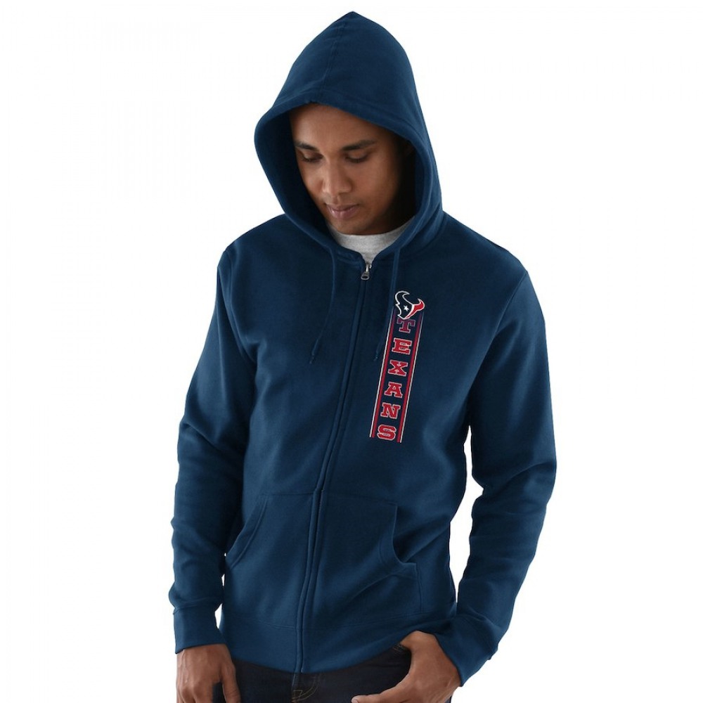 Men's Houston Texans Navy Hook and Ladder Full-Zip NFL Hoodie Men's Houston Texans Navy Hook and Ladder Full-Zip NFL Hoodie