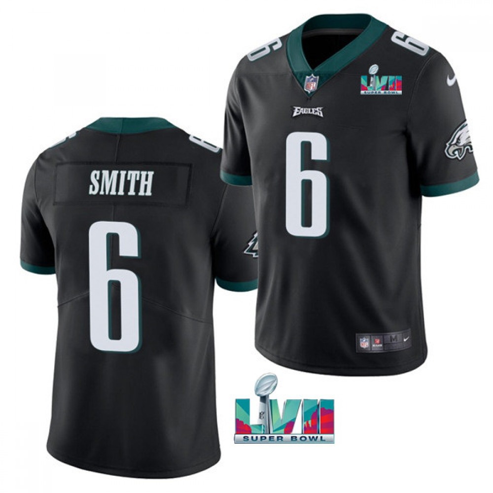 Men's Philadelphia Eagles #6 DeVonta Smith Black Super Bowl LVII Patch Vapor Untouchable Limited Stitched Jersey Men's Philadelphia Eagles #6 DeVonta Smith Black Super Bowl LVII Patch Vapor Untouchable Limited Stitched Jersey