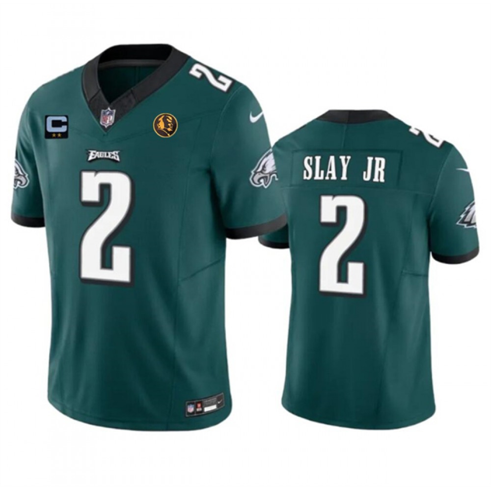 Men's Philadelphia Eagles #2 Darius Slay JR Green 2023 F.U.S.E. With 2-star C Patch And John Madden Patch Vapor Limited Stitched Football Jersey Men's Philadelphia Eagles #2 Darius Slay JR Green 2023 F.U.S.E. With 2-star C Patch And John Madden Patch Vapor Limited Stitched Football Jersey