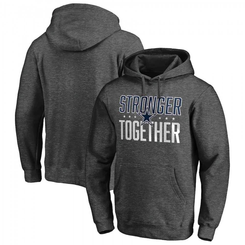 Men's Dallas Cowboys Heather Charcoal Stronger Together Pullover Hoodie Men's Dallas Cowboys Heather Charcoal Stronger Together Pullover Hoodie