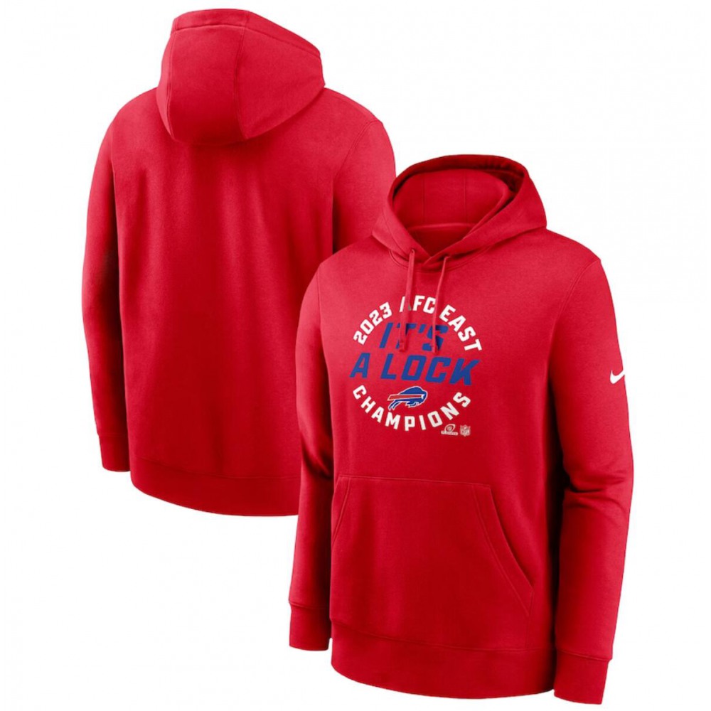 Men's Buffalo Bills Red 2023 AFC East Division Champions Locker Room Trophy Collection Club Pullover Hoodie Men's Buffalo Bills Red 2023 AFC East Division Champions Locker Room Trophy Collection Club Pullover Hoodie