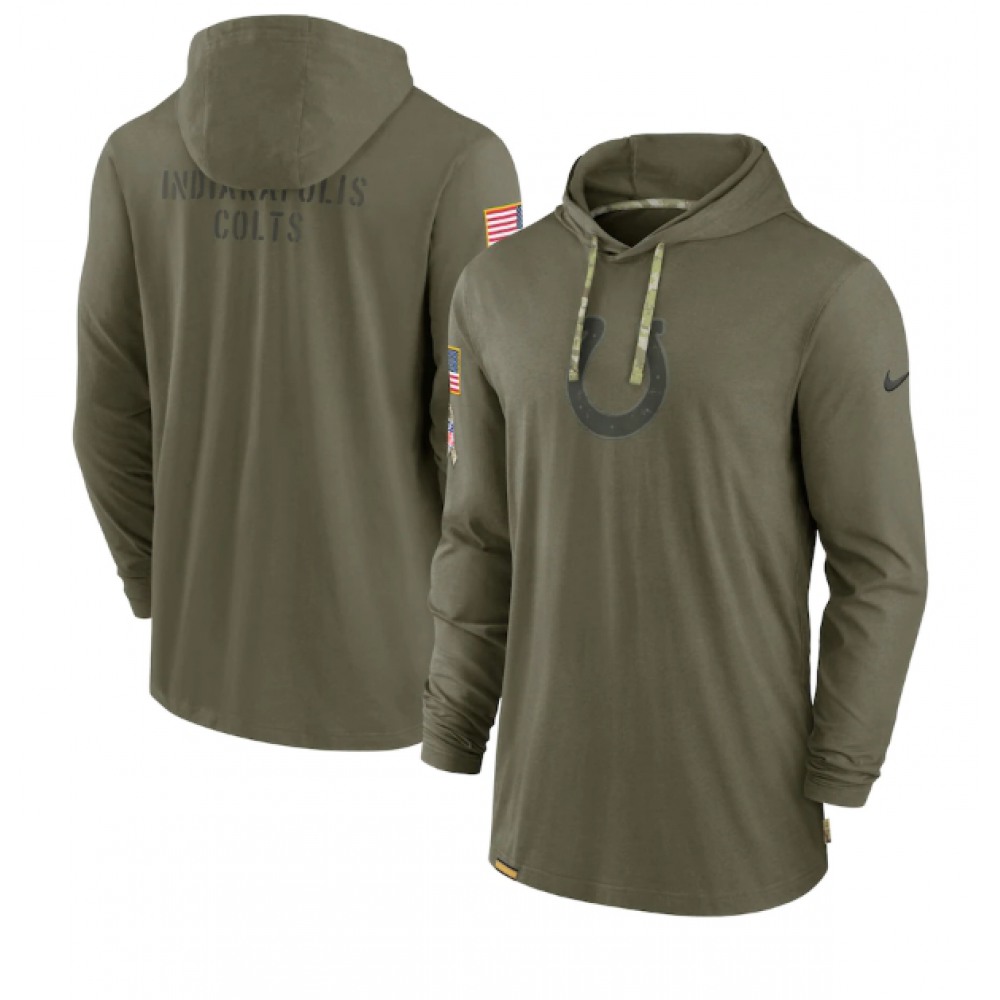 Men's Indianapolis Colts 2022 Olive Salute to Service Tonal Pullover Hoodie Men's Indianapolis Colts 2022 Olive Salute to Service Tonal Pullover Hoodie