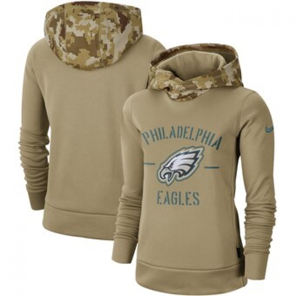 Women's Philadelphia Eagles Khaki 2019 Salute to Service Therma Pullover Hoodie(Run Small) Women's Philadelphia Eagles Khaki 2019 Salute to Service Therma Pullover Hoodie(Run Small)