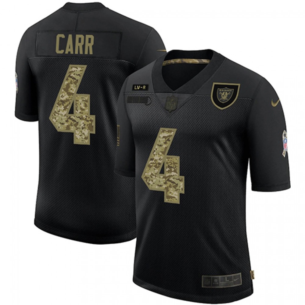 Men's Las Vegas Raiders #4 Derek Carr Black Camo Salute To Service Limited Stitched Jersey Men's Las Vegas Raiders #4 Derek Carr Black Camo Salute To Service Limited Stitched Jersey