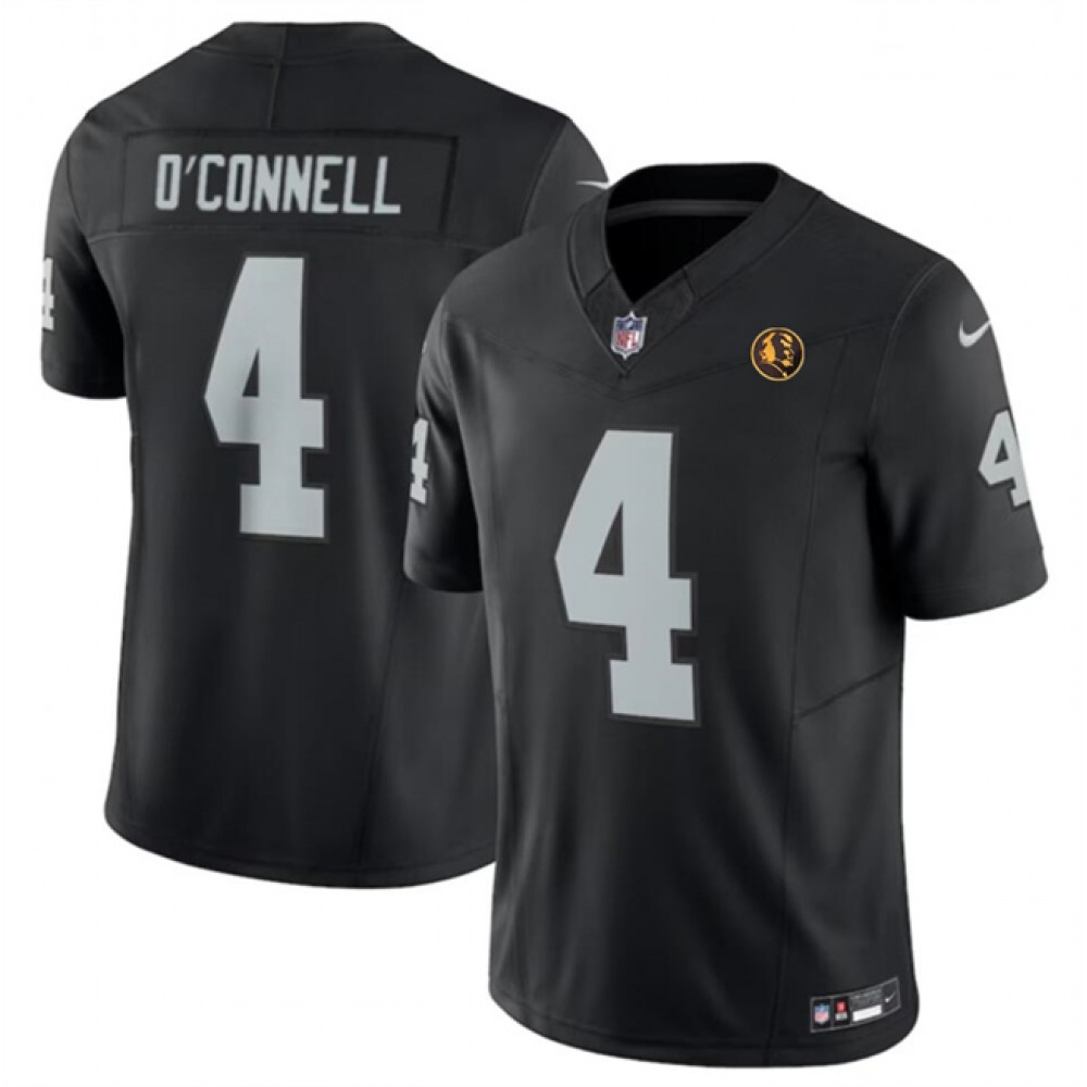 Men's Las Vegas Raiders #4 Aidan O'Connell Black 2023 F.U.S.E. With John Madden Patch Vapor Limited Stitched Football Jersey Men's Las Vegas Raiders #4 Aidan O'Connell Black 2023 F.U.S.E. With John Madden Patch Vapor Limited Stitched Football Jersey
