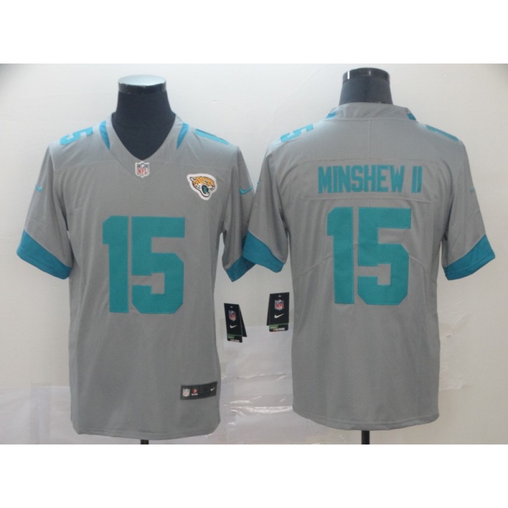 Men's Jacksonville Jaguars #15 Gardner Minshew II Silver Inverted Legend Stitched NFL Jersey Men's Jacksonville Jaguars #15 Gardner Minshew II Silver Inverted Legend Stitched NFL Jersey