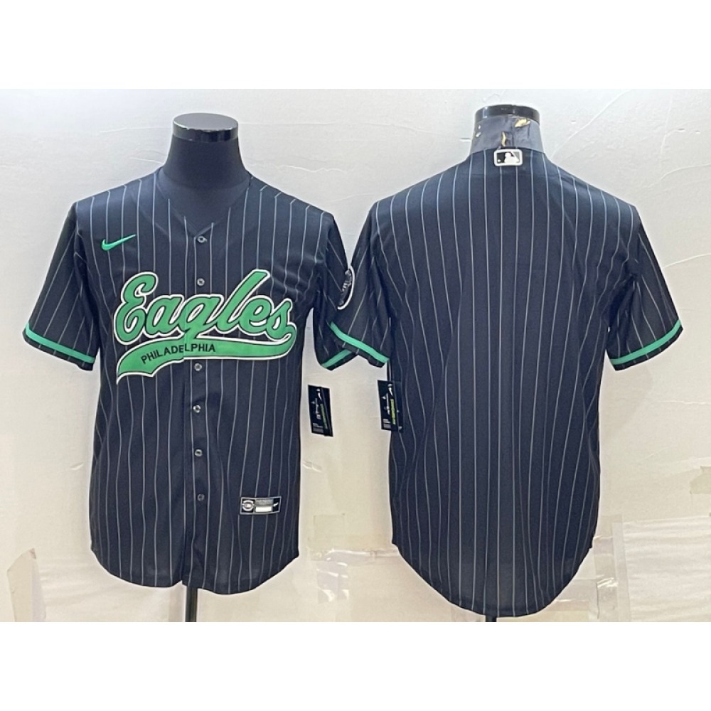 Men's Philadelphia Eagles Blank Black With Patch Cool Base Stitched Baseball Jersey Men's Philadelphia Eagles Blank Black With Patch Cool Base Stitched Baseball Jersey