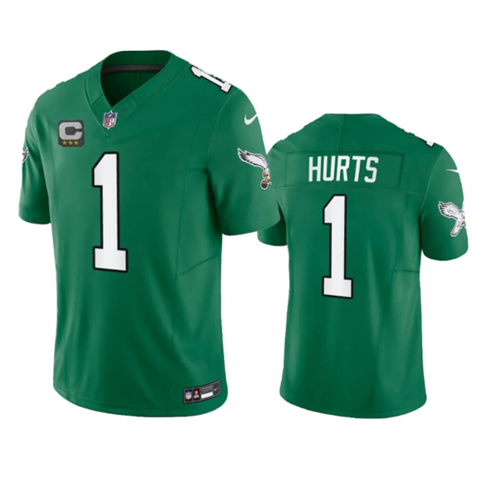 Youth Philadelphia Eagles #1 Jalen Hurts Green 2023 F.U.S.E. With C Patch Stitched Football Jersey Youth Philadelphia Eagles #1 Jalen Hurts Green 2023 F.U.S.E. With C Patch Stitched Football Jersey
