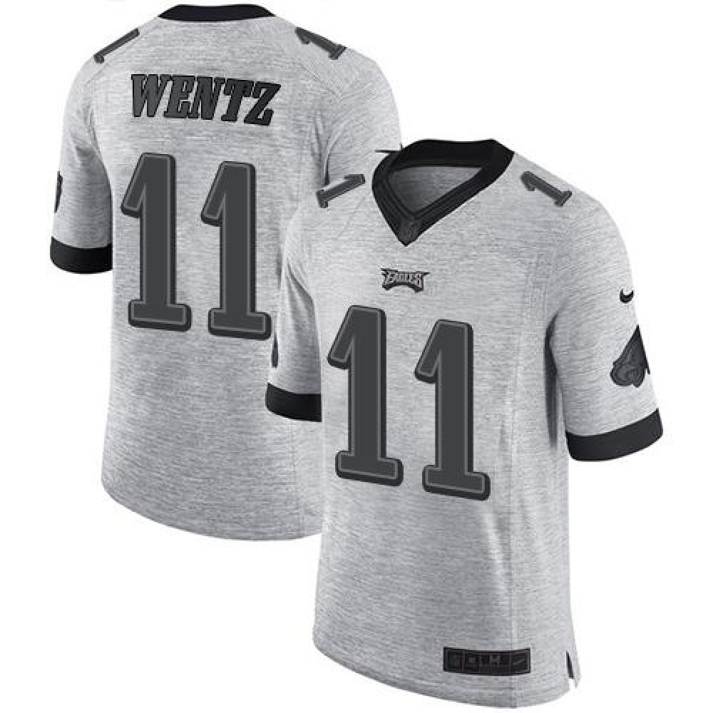Nike Eagles #11 Carson Wentz Gray Men's Stitched NFL Limited Gridiron Gray II Jersey Nike Eagles #11 Carson Wentz Gray Men's Stitched NFL Limited Gridiron Gray II Jersey