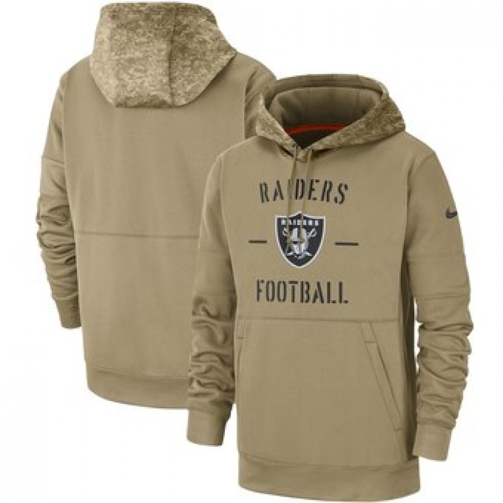 Men's Oakland Raiders Tan 2019 Salute to Service Sideline Therma Pullover Hoodie Men's Oakland Raiders Tan 2019 Salute to Service Sideline Therma Pullover Hoodie