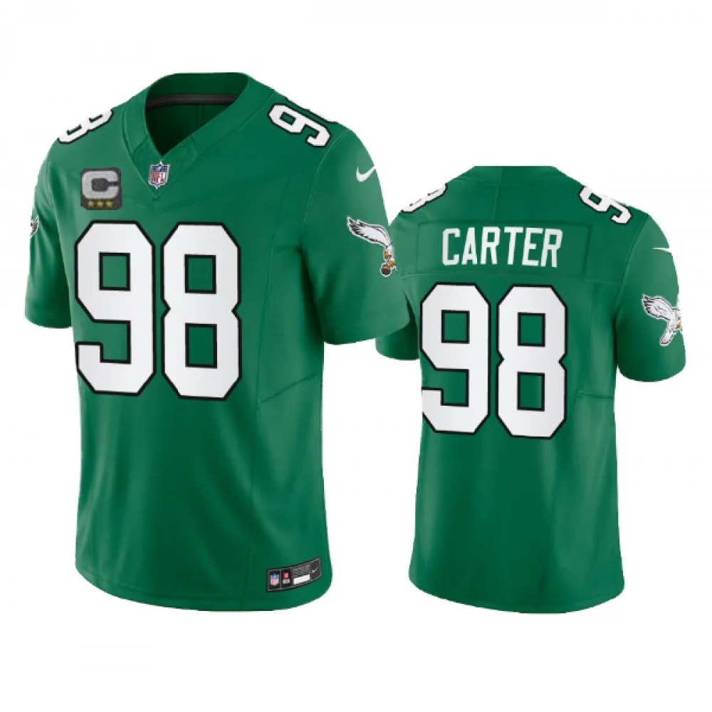 Men's Philadelphia Eagles #98 Jalen Carter Green 2023 F.U.S.E. With 3-star C Patch Vapor Untouchable Stitched Football Jersey Men's Philadelphia Eagles #98 Jalen Carter Green 2023 F.U.S.E. With 3-star C Patch Vapor Untouchable Stitched Football Jersey