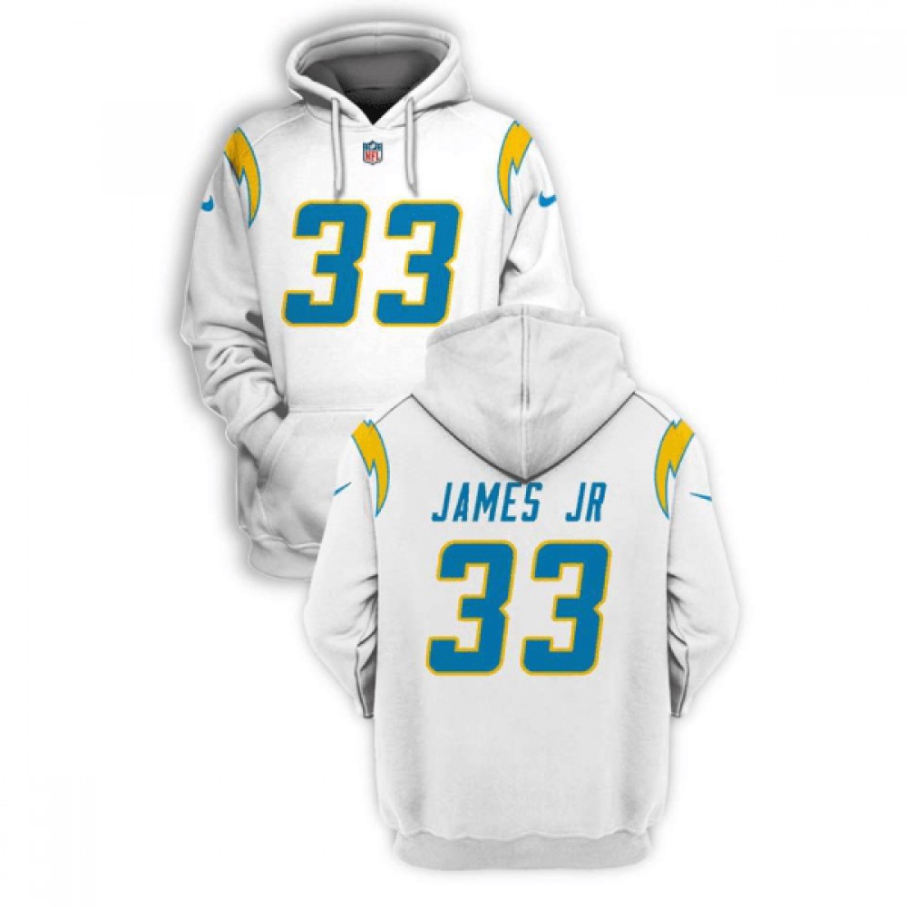 Men's Los Angeles Chargers #33 Derwin James JR 2021 White Pullover Hoodie Men's Los Angeles Chargers #33 Derwin James JR 2021 White Pullover Hoodie