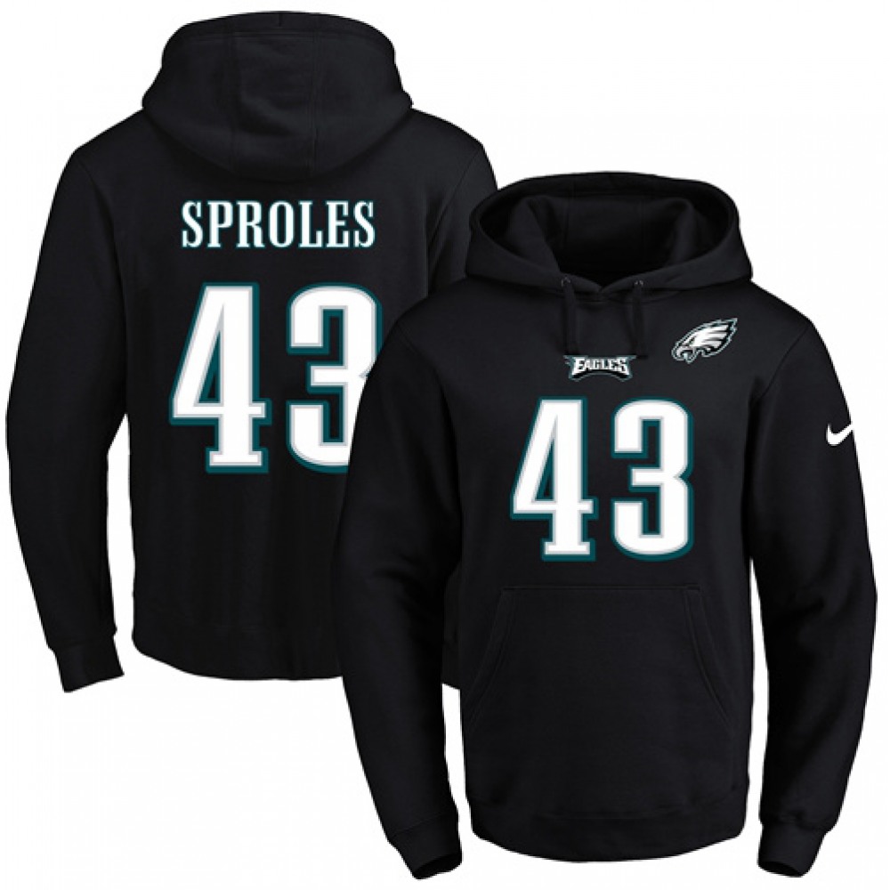 Nike Eagles #43 Darren Sproles Black Name & Number Pullover NFL Hoodie Nike Eagles #43 Darren Sproles Black Name & Number Pullover NFL Hoodie