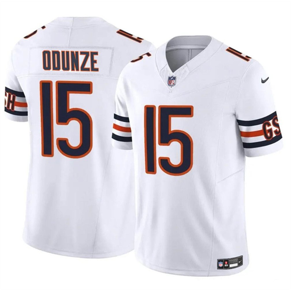 Men's Chicago Bears #15 Rome Odunze White 2024 Draft F.U.S.E. Vapor Stitched Football Jersey Men's Chicago Bears #15 Rome Odunze White 2024 Draft F.U.S.E. Vapor Stitched Football Jersey