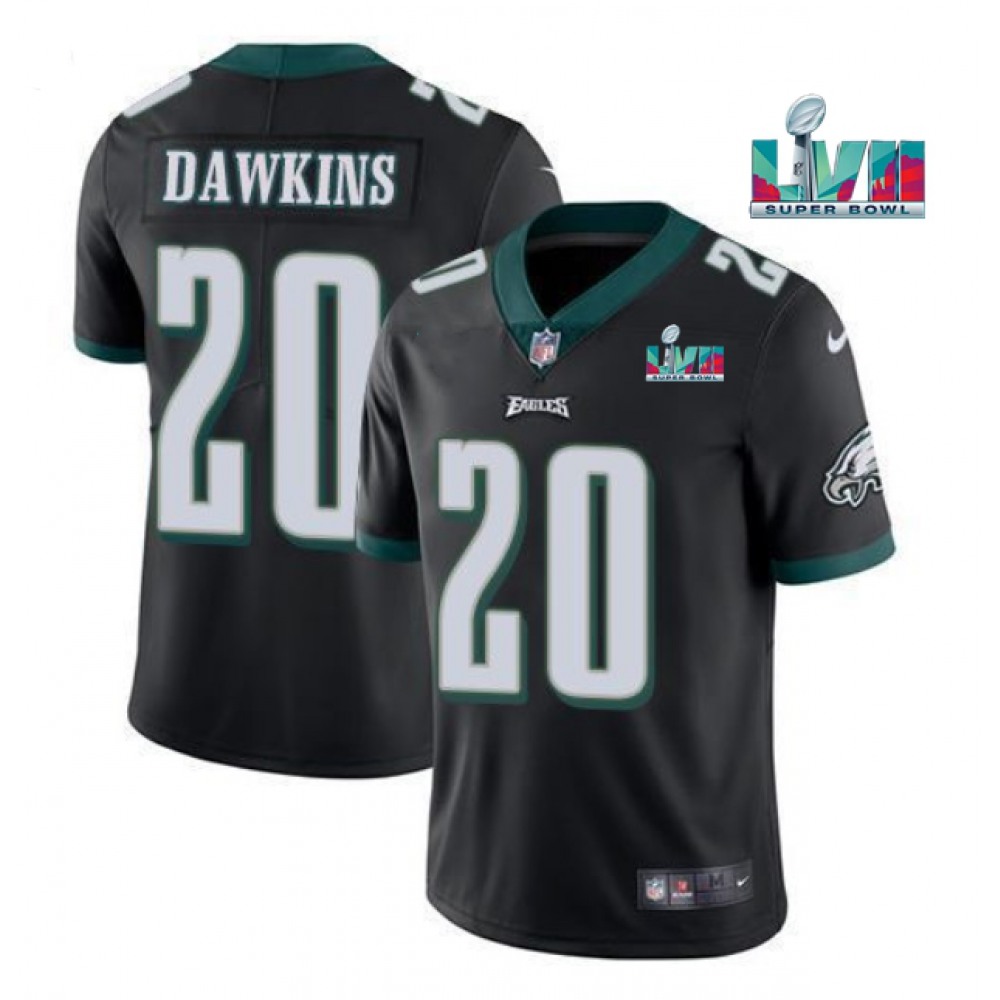 Men's Philadelphia Eagles #20 Brian Dawkins Black Super Bowl LVII Patch Vapor Untouchable Limited Stitched Jersey Men's Philadelphia Eagles #20 Brian Dawkins Black Super Bowl LVII Patch Vapor Untouchable Limited Stitched Jersey