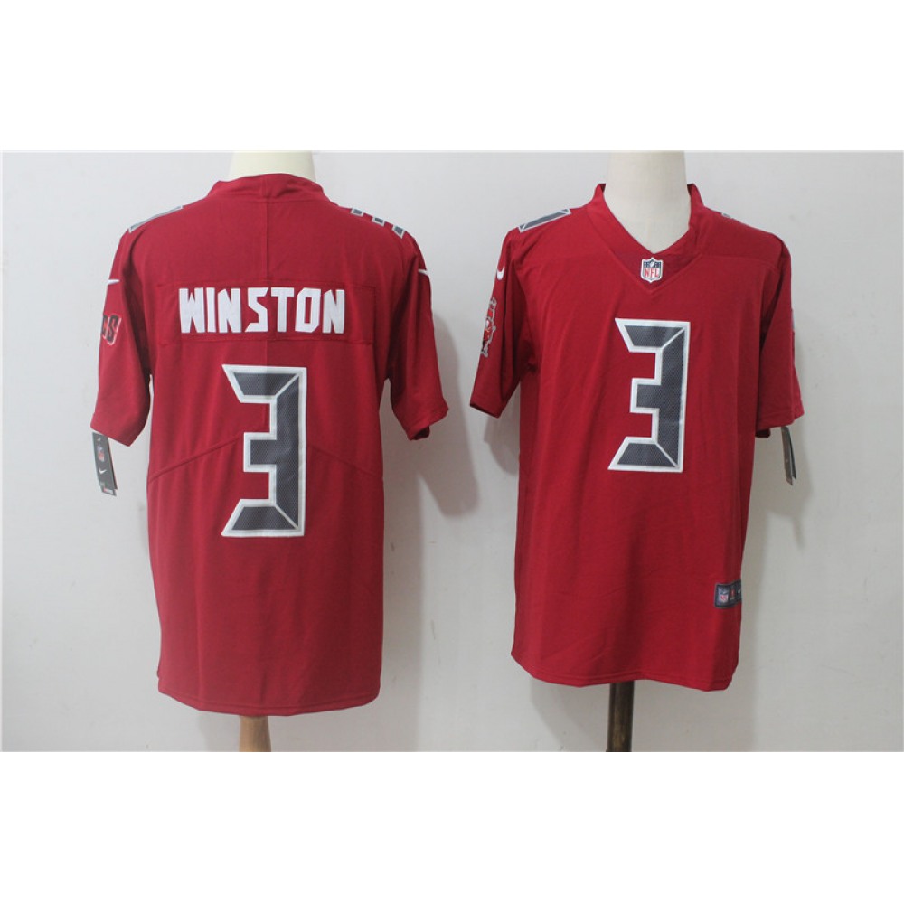 Men's Nike Tampa Bay Buccaneers #3 Jameis Winston Red Stitched NFL Limited Rush Jersey Men's Nike Tampa Bay Buccaneers #3 Jameis Winston Red Stitched NFL Limited Rush Jersey