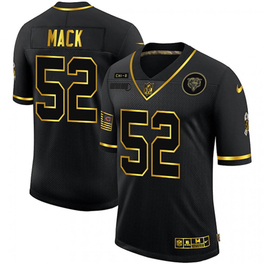 Men's Chicago Bears #52 Khalil Mack 2020 Black/Gold Salute To Service Limited Stitched Jersey Men's Chicago Bears #52 Khalil Mack 2020 Black/Gold Salute To Service Limited Stitched Jersey