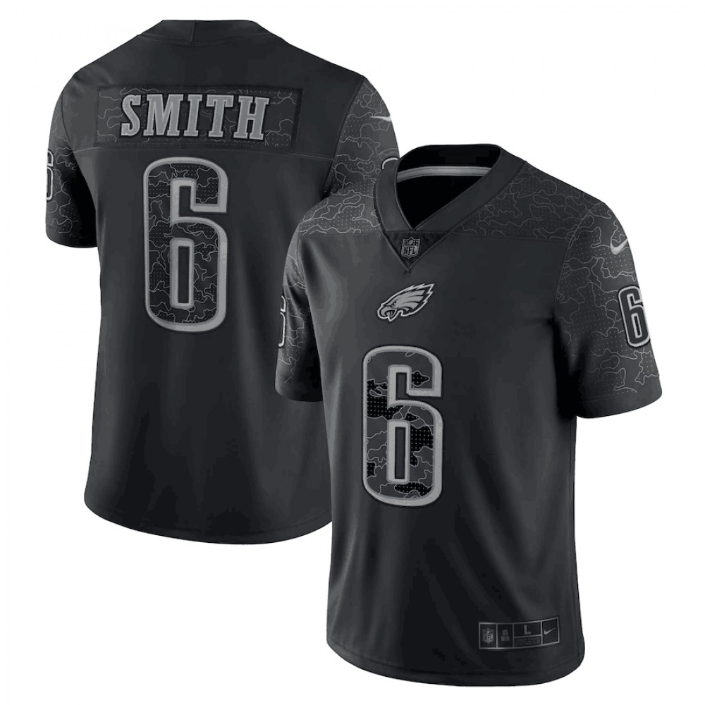 Men's Philadelphia Eagles #6 DeVonta Smith Black Reflective Limited Stitched Jersey Men's Philadelphia Eagles #6 DeVonta Smith Black Reflective Limited Stitched Jersey