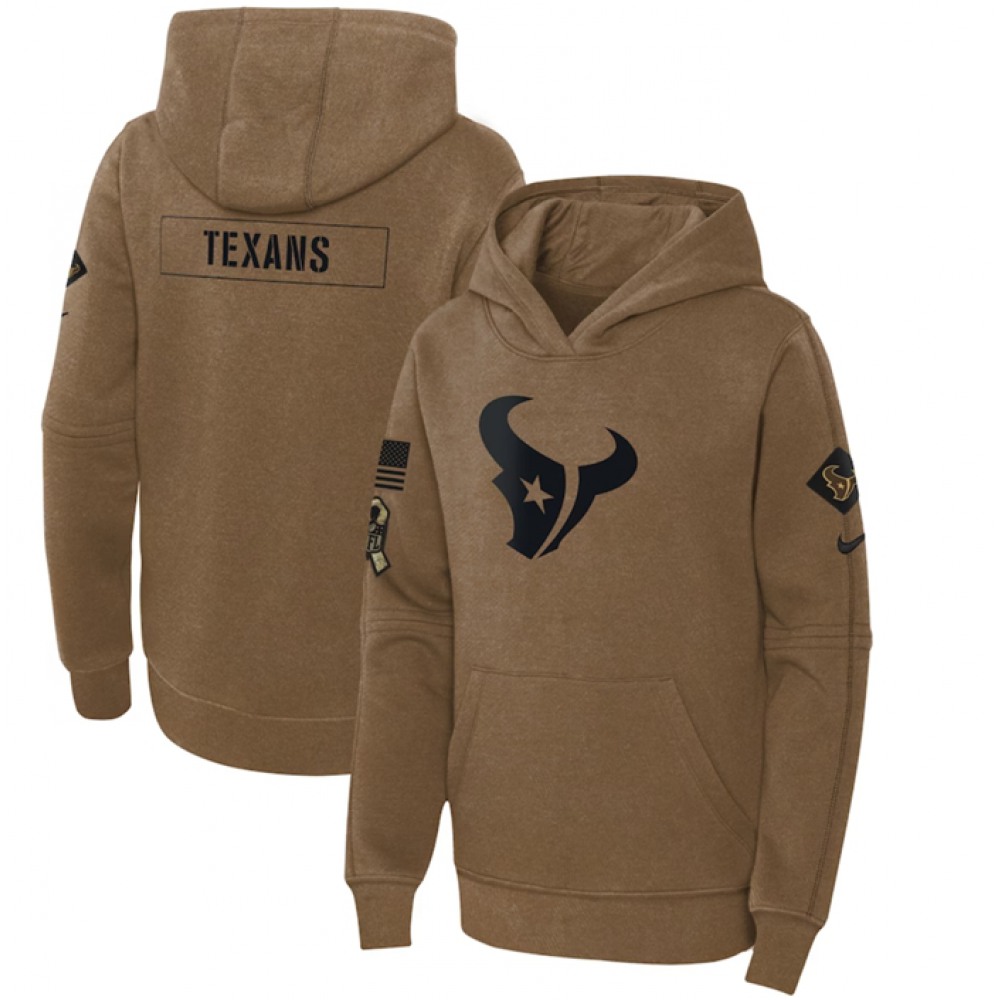 Youth Houston Texans 2023 Brown Salute to Service Pullover Hoodie Youth Houston Texans 2023 Brown Salute to Service Pullover Hoodie