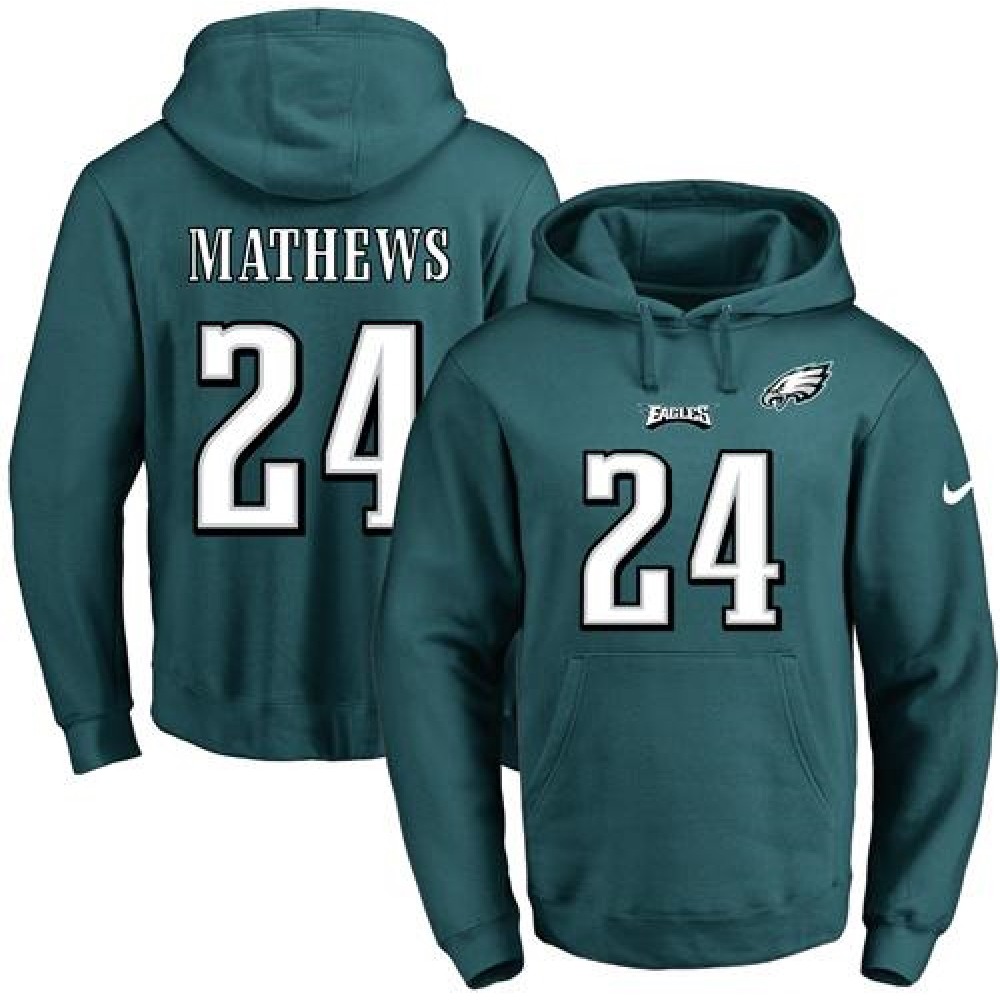Nike Eagles #24 Ryan Mathews Midnight Green Name & Number Pullover NFL Hoodie Nike Eagles #24 Ryan Mathews Midnight Green Name & Number Pullover NFL Hoodie