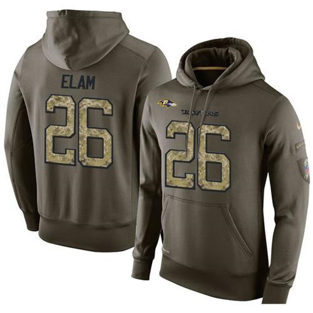 NFL Men's Nike Baltimore Ravens #26 Matt Elam Stitched Green Olive Salute To Service KO Performance Hoodie NFL Men's Nike Baltimore Ravens #26 Matt Elam Stitched Green Olive Salute To Service KO Performance Hoodie