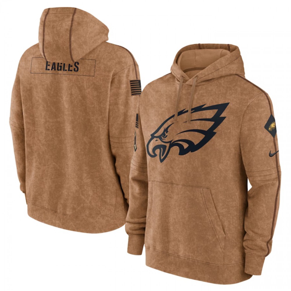Men's Philadelphia Eagles 2023 Brown Salute to Service Pullover Hoodie Men's Philadelphia Eagles 2023 Brown Salute to Service Pullover Hoodie