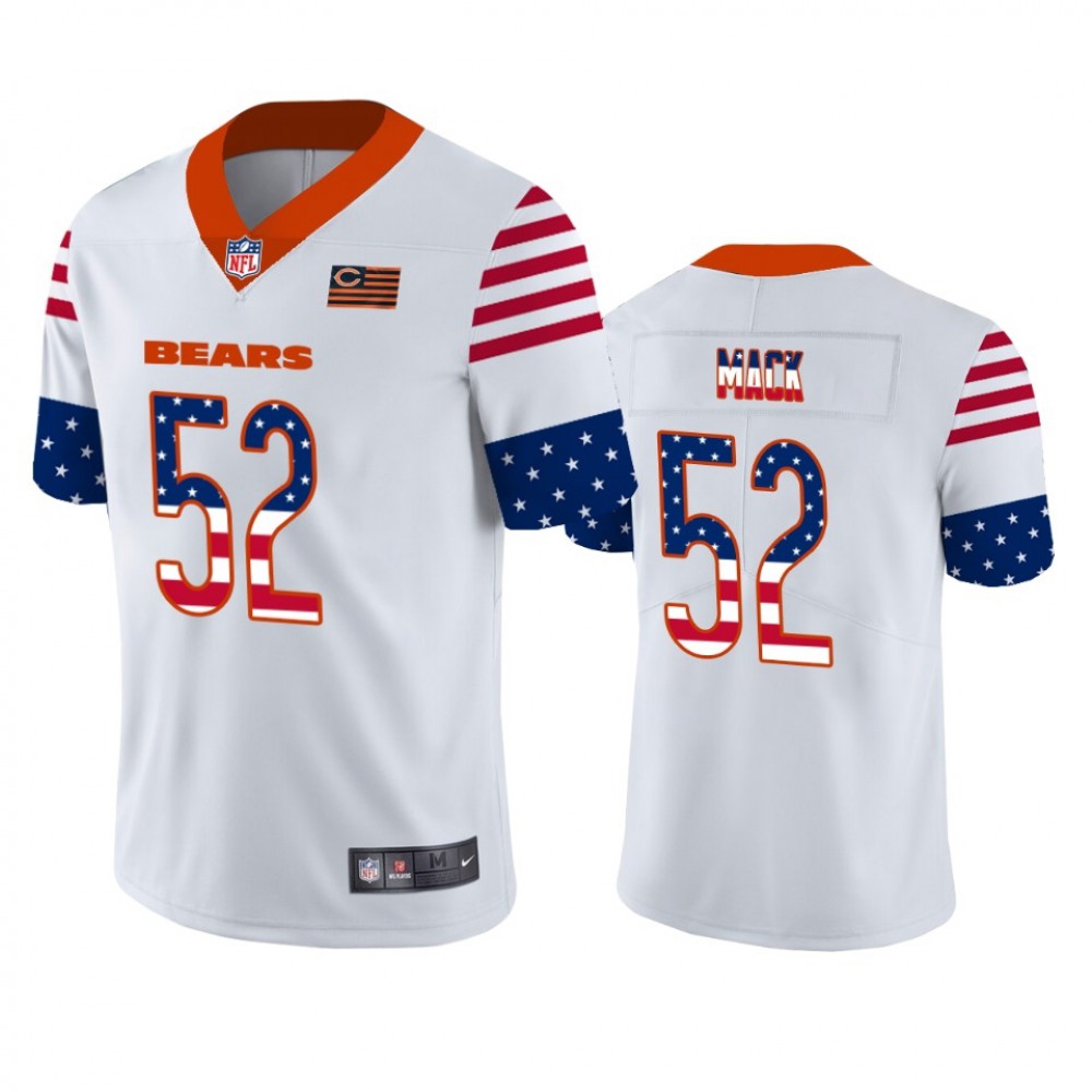 Men's Chicago Bears #52 Khalil Mack White 2019 USA Flag Fashion Limited Stitched NFL Jersey Men's Chicago Bears #52 Khalil Mack White 2019 USA Flag Fashion Limited Stitched NFL Jersey