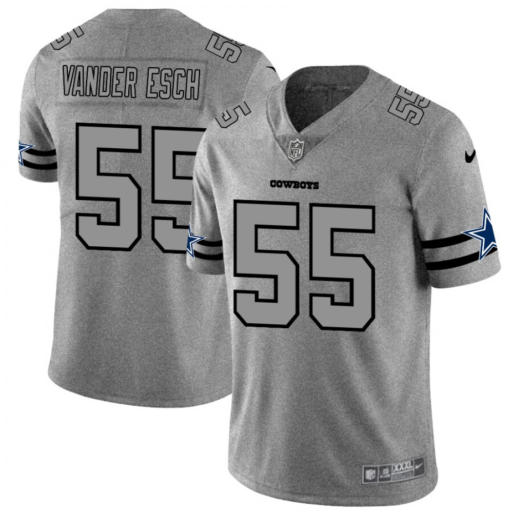 Men's Dallas Cowboys #55 Leighton Vander Esch 2019 Gray Gridiron Team Logo Stitched NFL Jersey Men's Dallas Cowboys #55 Leighton Vander Esch 2019 Gray Gridiron Team Logo Stitched NFL Jersey