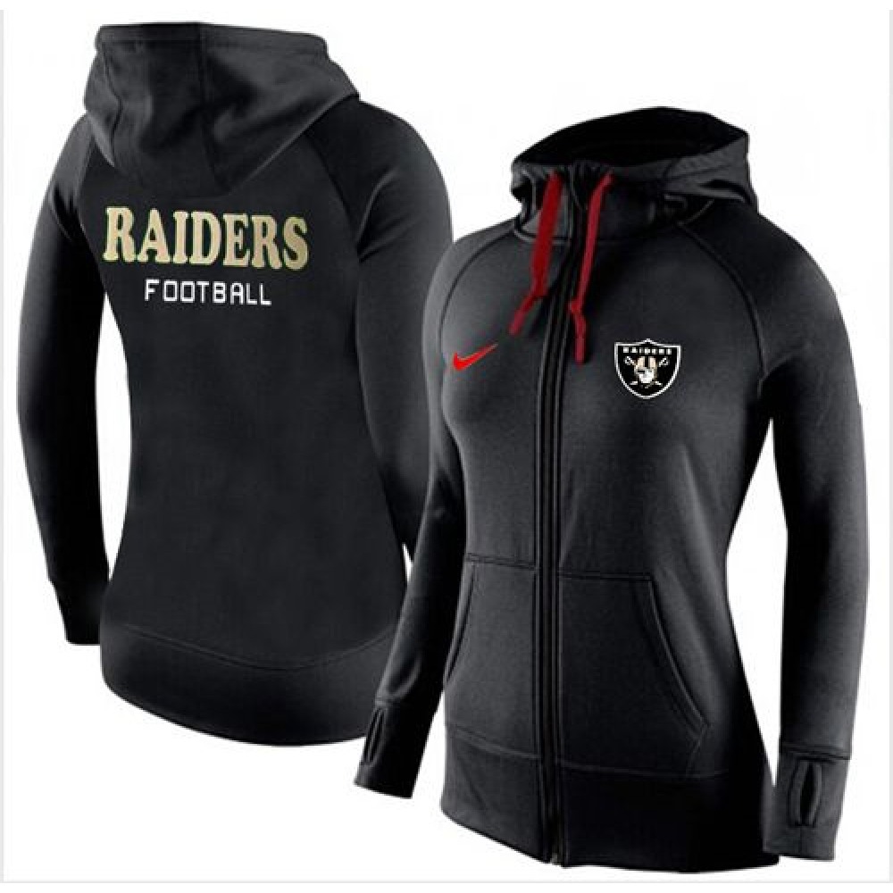 Women's Nike Oakland Raiders Full-Zip Performance Hoodie Black_1 Women's Nike Oakland Raiders Full-Zip Performance Hoodie Black_1