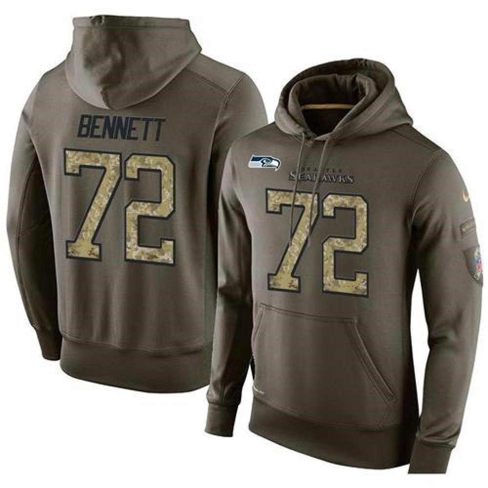 NFL Men's Nike Seattle Seahawks #72 Michael Bennett Stitched Green Olive Salute To Service KO Performance Hoodie NFL Men's Nike Seattle Seahawks #72 Michael Bennett Stitched Green Olive Salute To Service KO Performance Hoodie