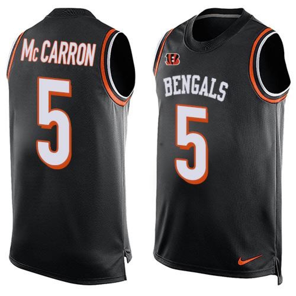 Nike Bengals #5 AJ McCarron Black Team Color Men's Stitched NFL Limited Tank Top Jersey Nike Bengals #5 AJ McCarron Black Team Color Men's Stitched NFL Limited Tank Top Jersey