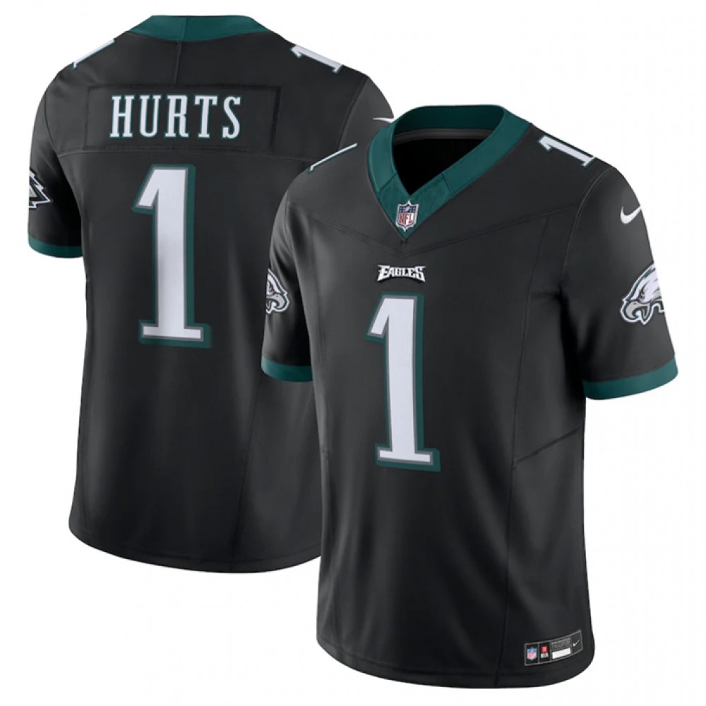 Men's Philadelphia Eagles #1 Jalen Hurts Black 2023 F.U.S.E. Vapor Untouchable Limited Stitched Football Jersey Men's Philadelphia Eagles #1 Jalen Hurts Black 2023 F.U.S.E. Vapor Untouchable Limited Stitched Football Jersey