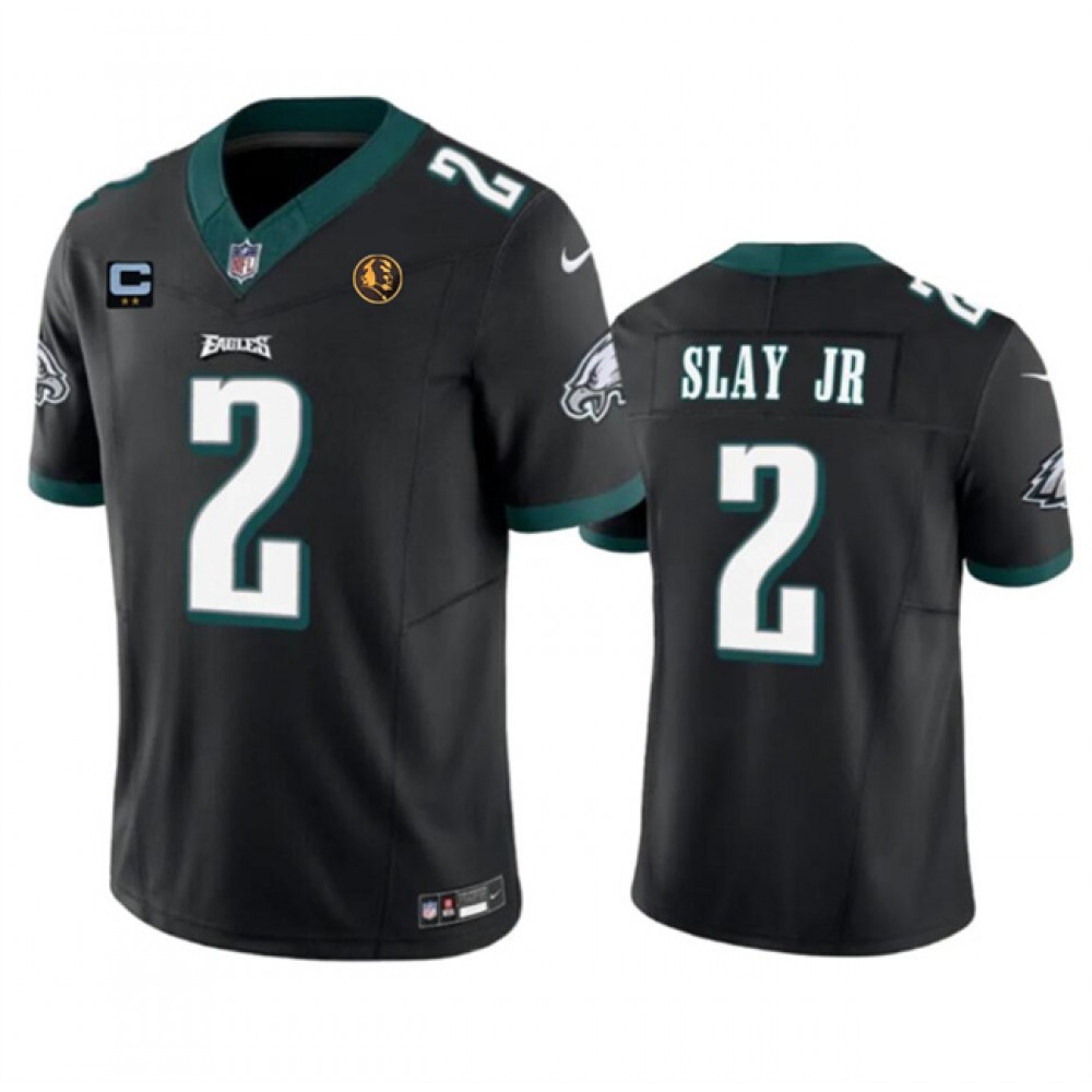Men's Philadelphia Eagles #2 Darius Slay JR Black 2023 F.U.S.E. With 2-star C Patch And John Madden Patch Vapor Limited Stitched Football Jersey Men's Philadelphia Eagles #2 Darius Slay JR Black 2023 F.U.S.E. With 2-star C Patch And John Madden Patch Vapor Limited Stitched Football Jersey