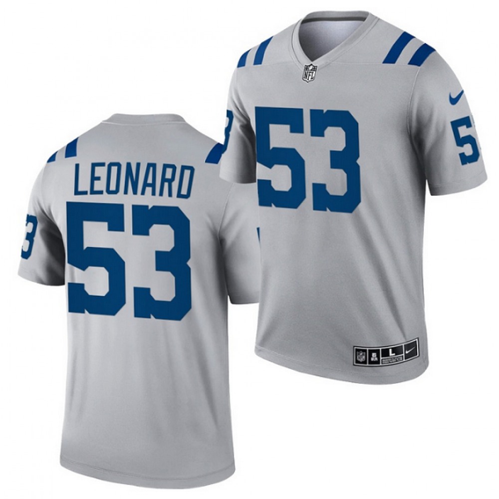 Men's Indianapolis Colts #53 Darius Leonard Gray Inverted Legend Stitched Football Jersey Men's Indianapolis Colts #53 Darius Leonard Gray Inverted Legend Stitched Football Jersey
