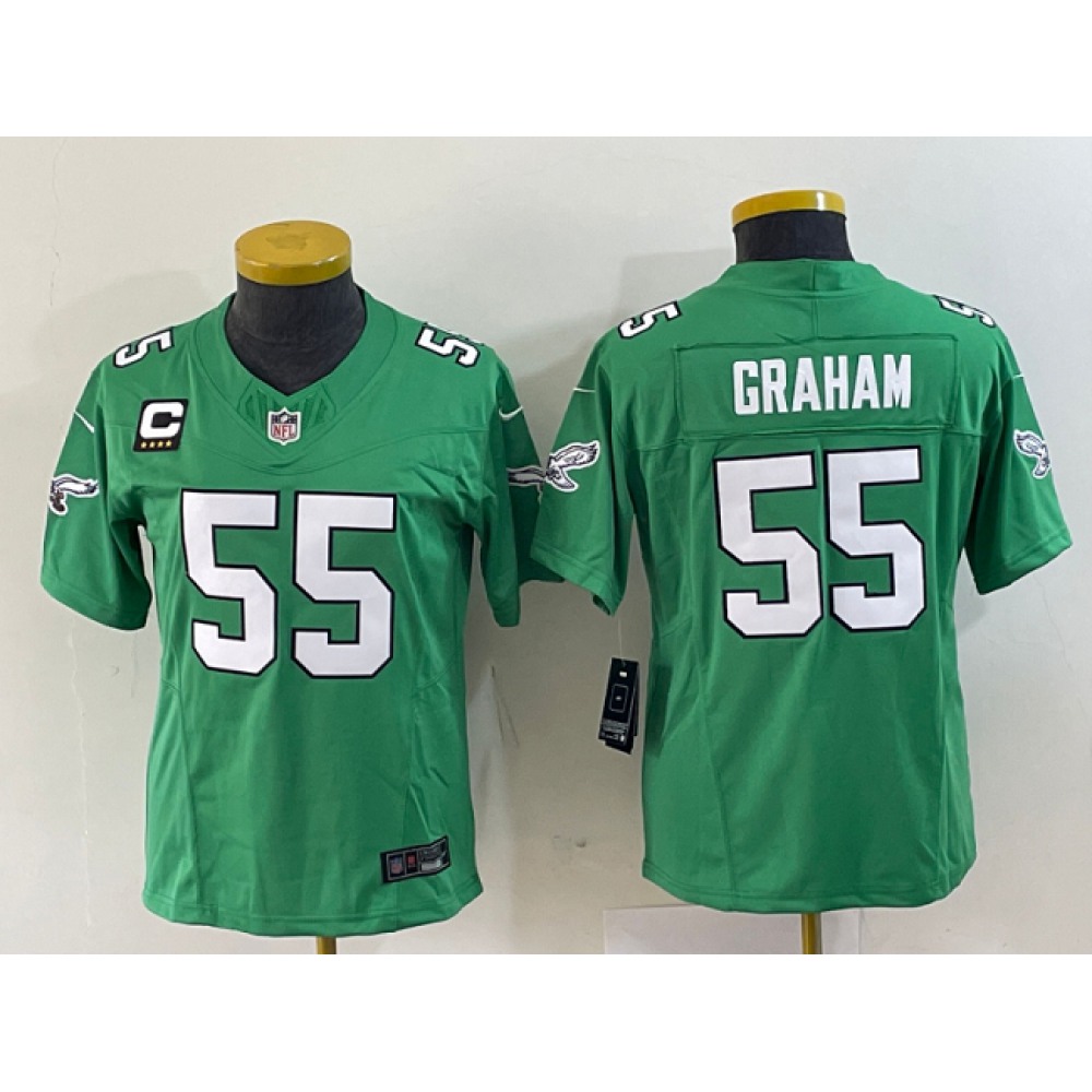Youth Philadelphia Eagles #55 Brandon Graham Green 2023 F.U.S.E. With C Patch Stitched Football Jersey Youth Philadelphia Eagles #55 Brandon Graham Green 2023 F.U.S.E. With C Patch Stitched Football Jersey