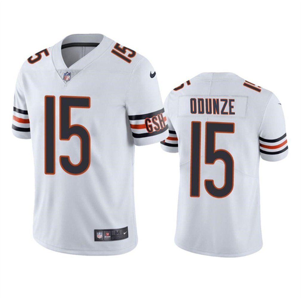 Men's Chicago Bears #15 Rome Odunze White 2024 Draft Vapor Stitched Football Jersey Men's Chicago Bears #15 Rome Odunze White 2024 Draft Vapor Stitched Football Jersey