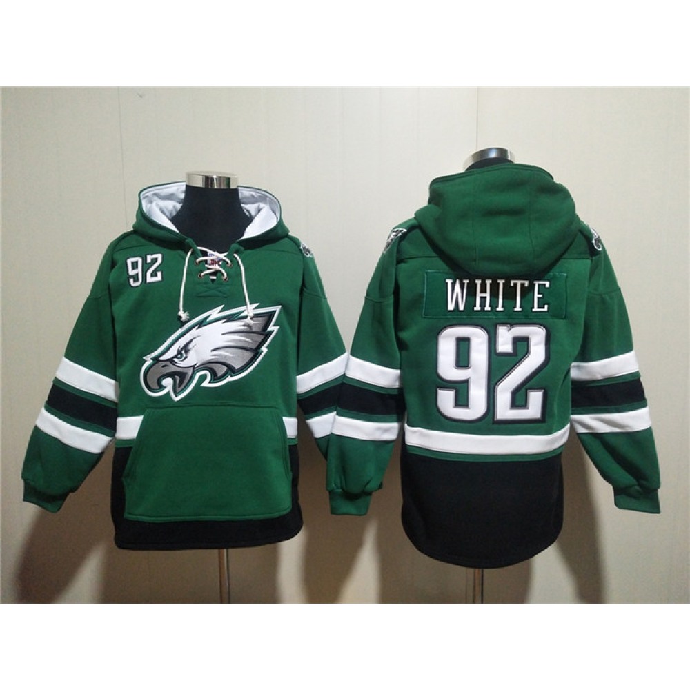 Men's Philadelphia Eagles #92 Reggie White Green Ageless Must-Have Lace-Up Pullover Hoodie Men's Philadelphia Eagles #92 Reggie White Green Ageless Must-Have Lace-Up Pullover Hoodie
