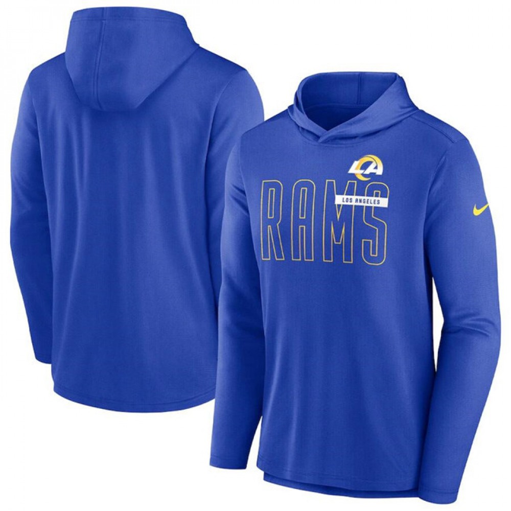 Men's Los Angeles Rams Blue Lightweight Performance Hoodie Long Sleeve T-Shirt Men's Los Angeles Rams Blue Lightweight Performance Hoodie Long Sleeve T-Shirt