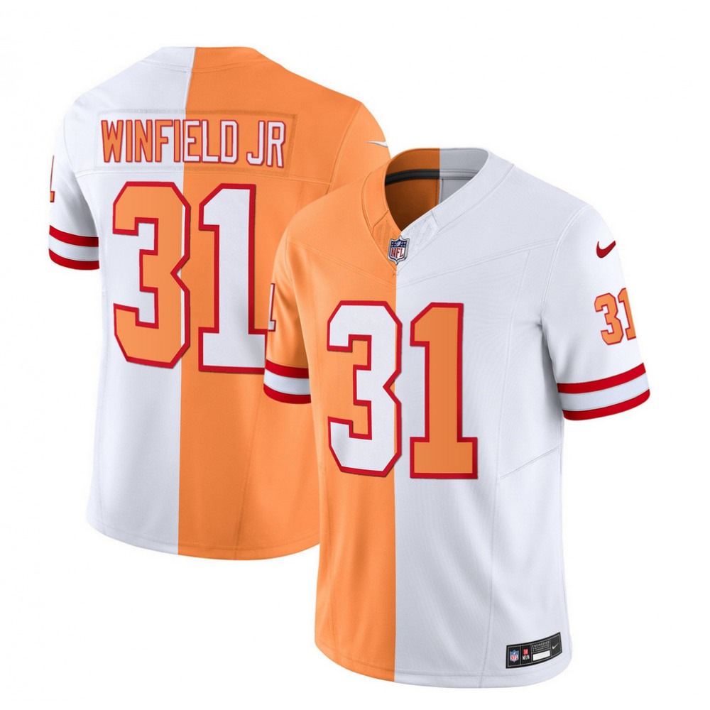 Men's Tampa Bay Buccaneers #31 Antoine Winfield Jr. 2023 F.U.S.E. White/Orange Split Throwback Limited Stitched Jersey Men's Tampa Bay Buccaneers #31 Antoine Winfield Jr. 2023 F.U.S.E. White/Orange Split Throwback Limited Stitched Jersey