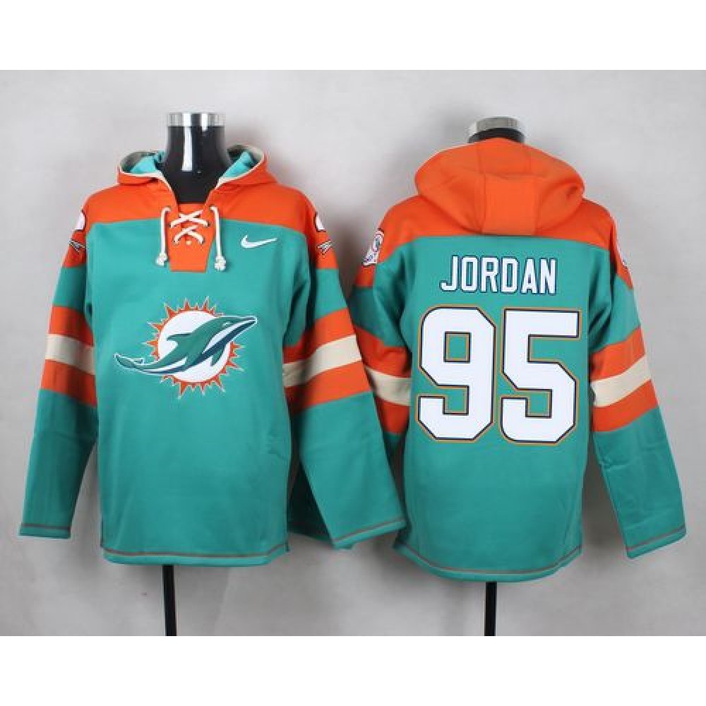 Nike Dolphins #95 Dion Jordan Aqua Green Player Pullover NFL Hoodie