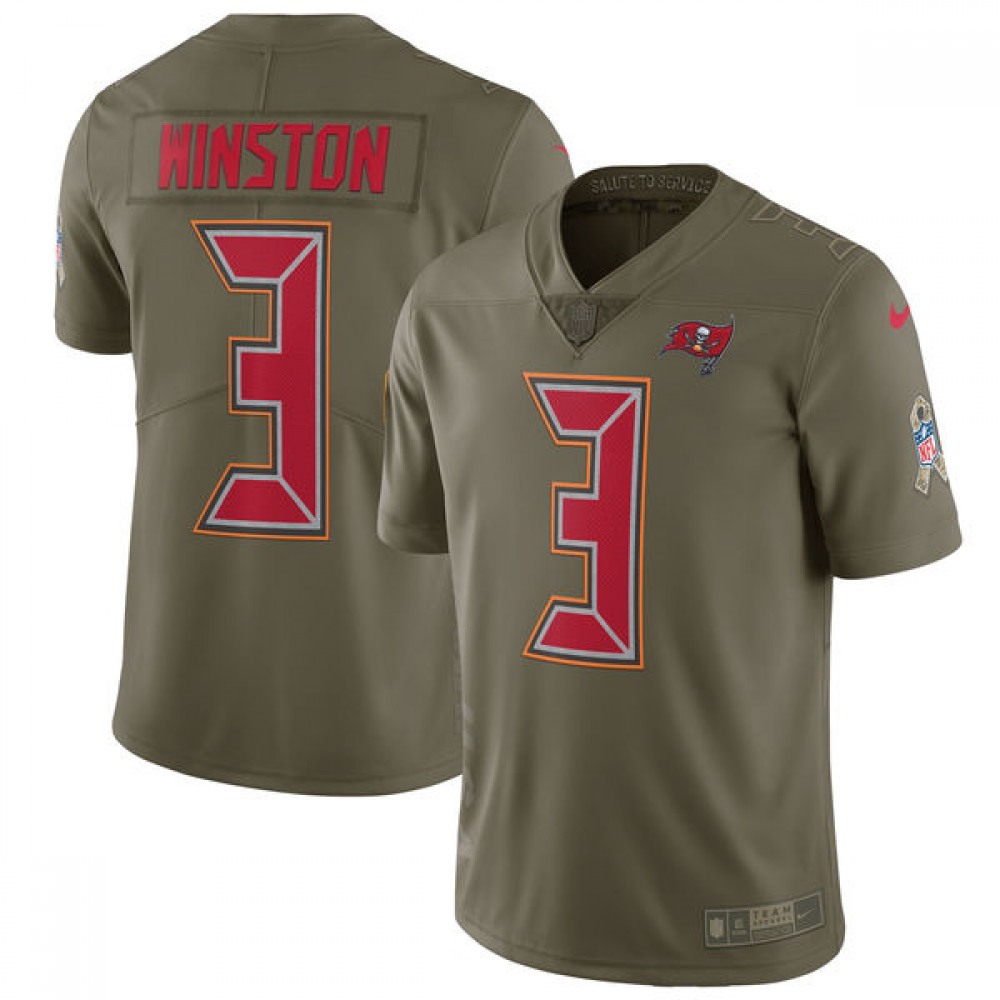 Men's Nike Tampa Bay Buccaneers #3 Jameis Winston Olive Salute to Service Limited Stitched NFL Jersey Men's Nike Tampa Bay Buccaneers #3 Jameis Winston Olive Salute to Service Limited Stitched NFL Jersey