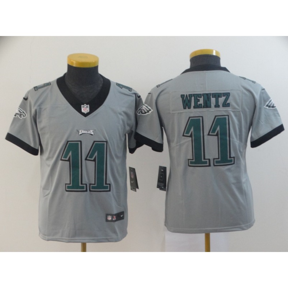 Youth Philadelphia Eagles #11 Carson Wentz Silver Inverted Legend Stitched NFL Jersey Youth Philadelphia Eagles #11 Carson Wentz Silver Inverted Legend Stitched NFL Jersey