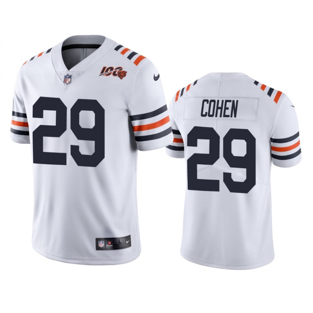 Men's Chicago Bears #29 Tarik Cohen White 2019 100th Season Limited Stitched NFL Jersey Men's Chicago Bears #29 Tarik Cohen White 2019 100th Season Limited Stitched NFL Jersey