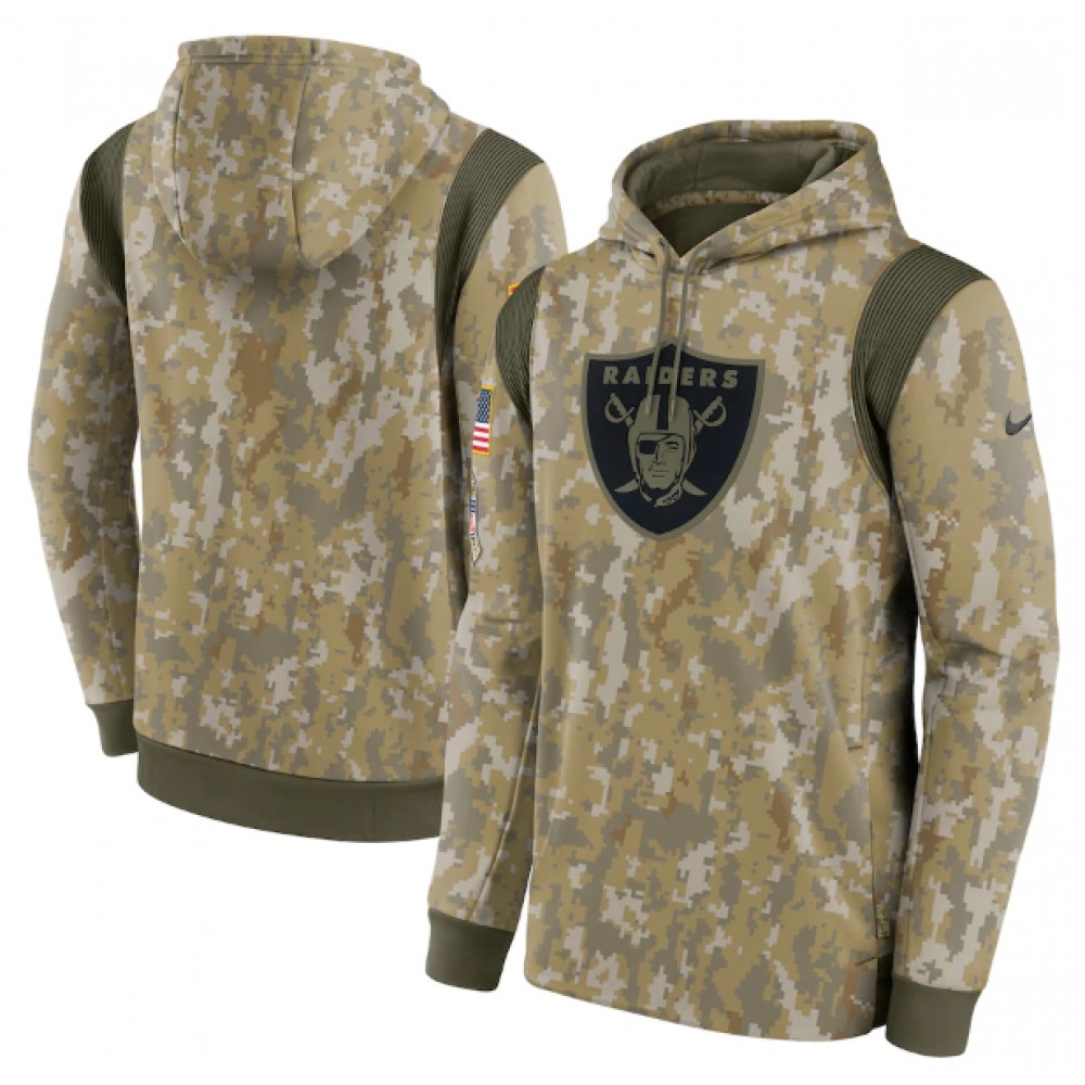 Men's Las Vegas Raiders Camo 2021 Salute To Service Therma Performance Pullover Hoodie Men's Las Vegas Raiders Camo 2021 Salute To Service Therma Performance Pullover Hoodie