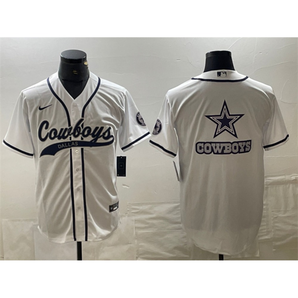 Men's Dallas Cowboys White Team Big Logo With Patch Cool Base Stitched Baseball Jersey Men's Dallas Cowboys White Team Big Logo With Patch Cool Base Stitched Baseball Jersey